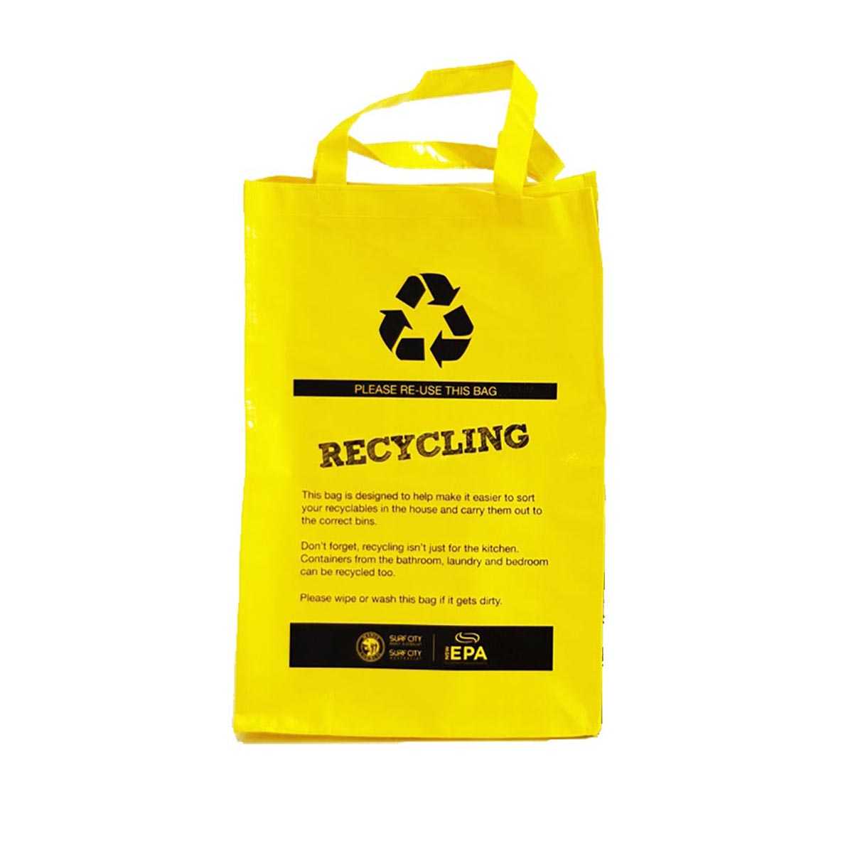 4 Silverline Recycling Bags 40x32x32cm Green Colour-Coded Waterproof Tear-Proof 